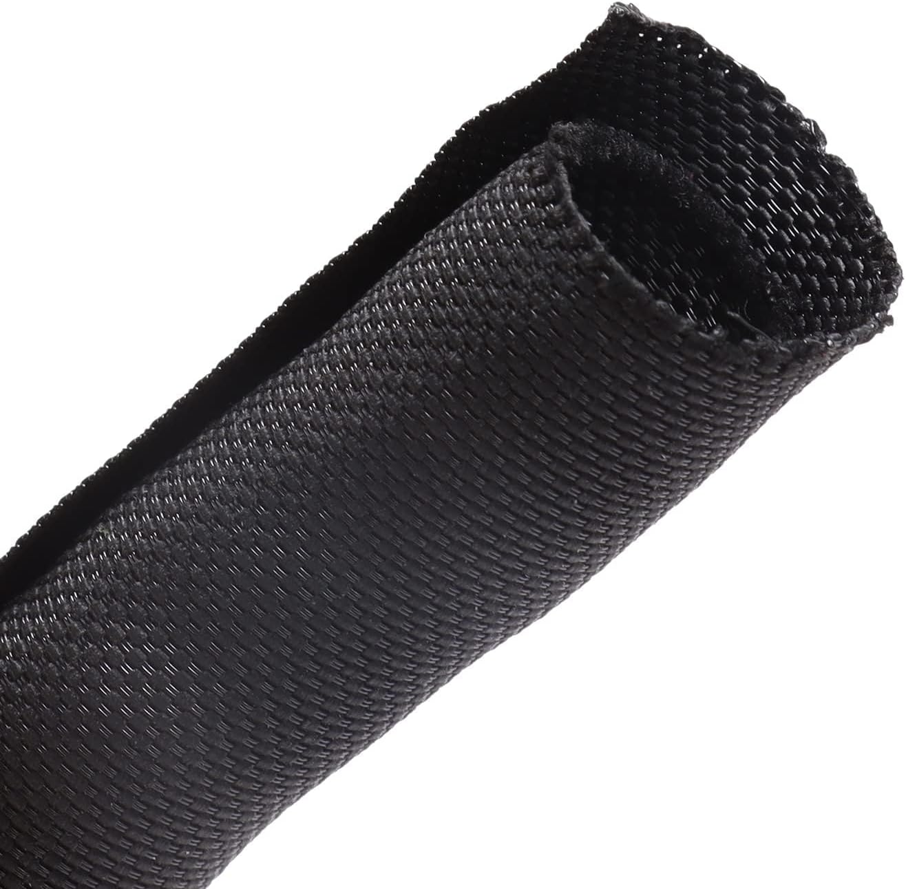 Braided-Wiring-Loom Black Mesh Woven Split-Sleeves for Automotive/Electrical/Multi-Cable Strings Cabling Management Protector Covering (1/2" - 28 Feet)