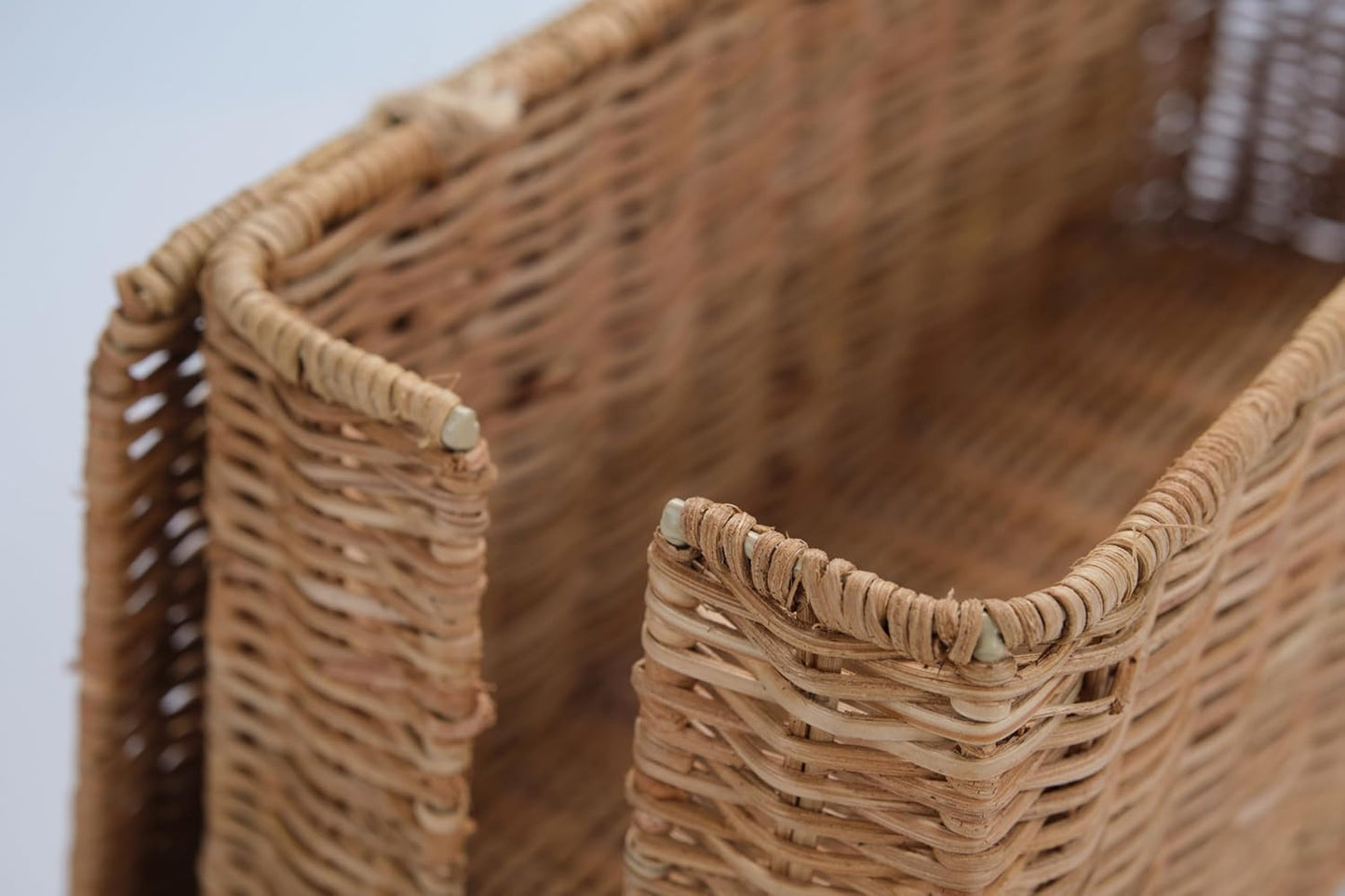 PEMAR Natural Rattan Wicker Cable Management Box, Cable Organizer, 2 Open Slots, Under Desk Cord Organizer, Cover & Hide Power Strips for TV Desk, Computer, Router, USB Hub (Natural Brown Color)