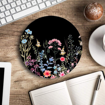 Floral Mouse Pad: Non-Slip Rubber Base & Comfortable Lycra Cloth - Cute Mouse Pad for Women, Round Waterproof for Computer, Laptop, Office, Home