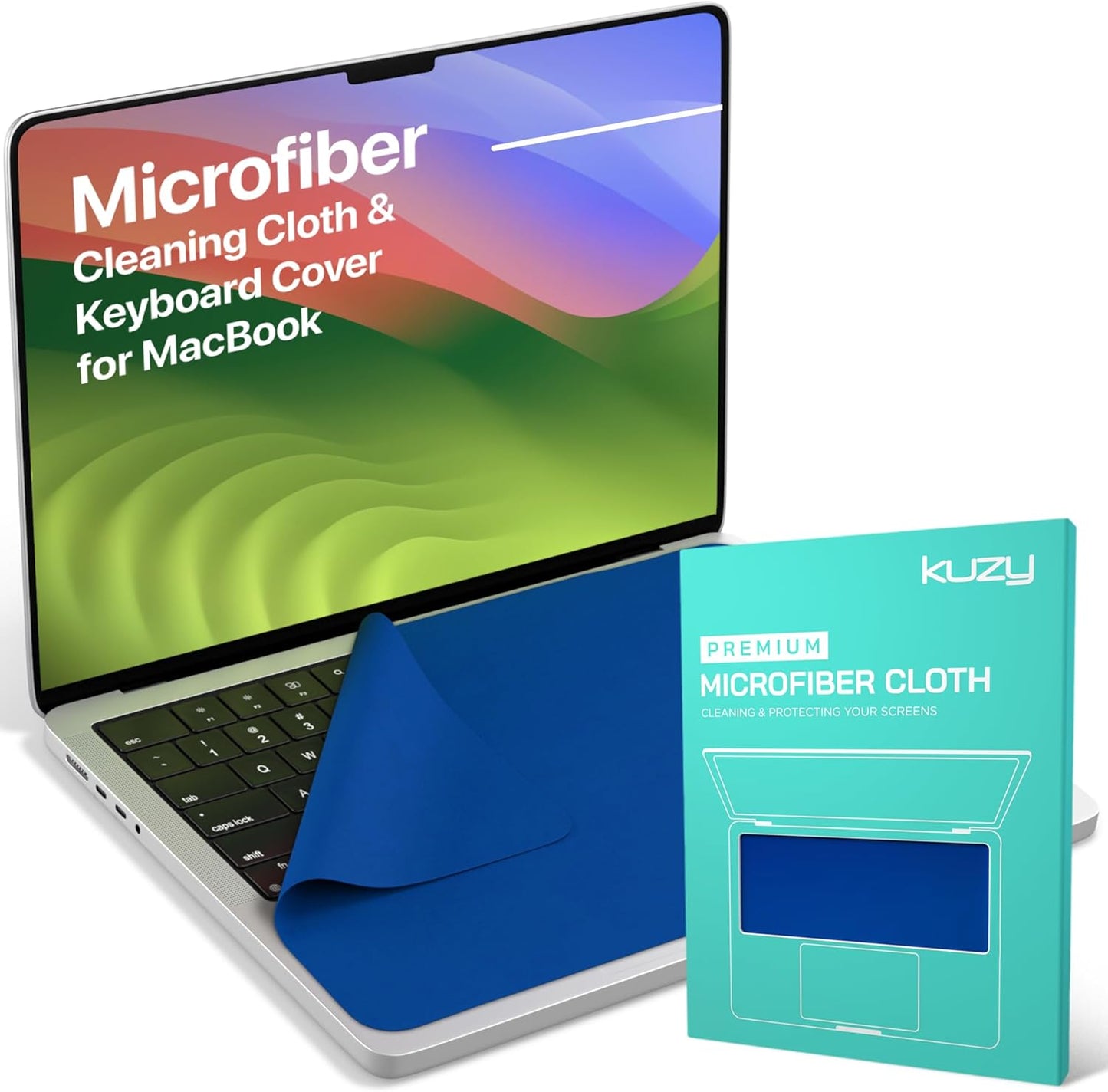 Kuzy Premium Microfiber MacBook Screen Cleaner and Keyboard Protector - Anti-Imprint Laptop Cleaning Cloth for MacBook Pro 14" and MacBook Air 13", Scratch-Free, 11.5 x 7.5 inches, 1 Pack - Navy Blue