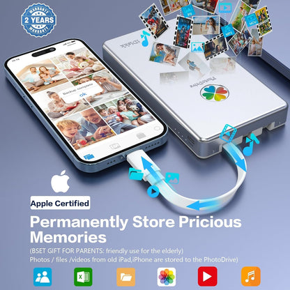 iDiskk 4TB App-le Certified External Hard Drive for iPhone iPad (iPhone 15/14/13/12/11/X) Android Mobile,MacBook and Windows PC, Photo Storage Photo Stick Drive to Backup Photos/Videos,Files