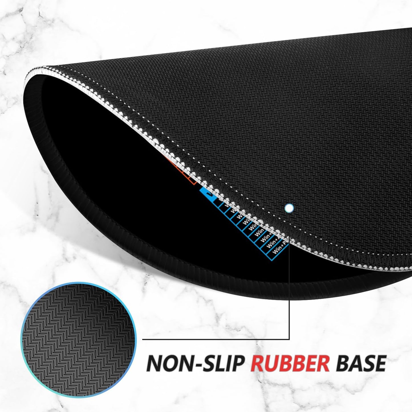 ITNRSIIET Mouse Pad Non-Slip Rubber Base Smooth Surface Stitched Edges Waterproof Durable Compatible with All Mice for Office & Gaming, Desk Accessory, Diameter 8.7 inch, WinShortcuts