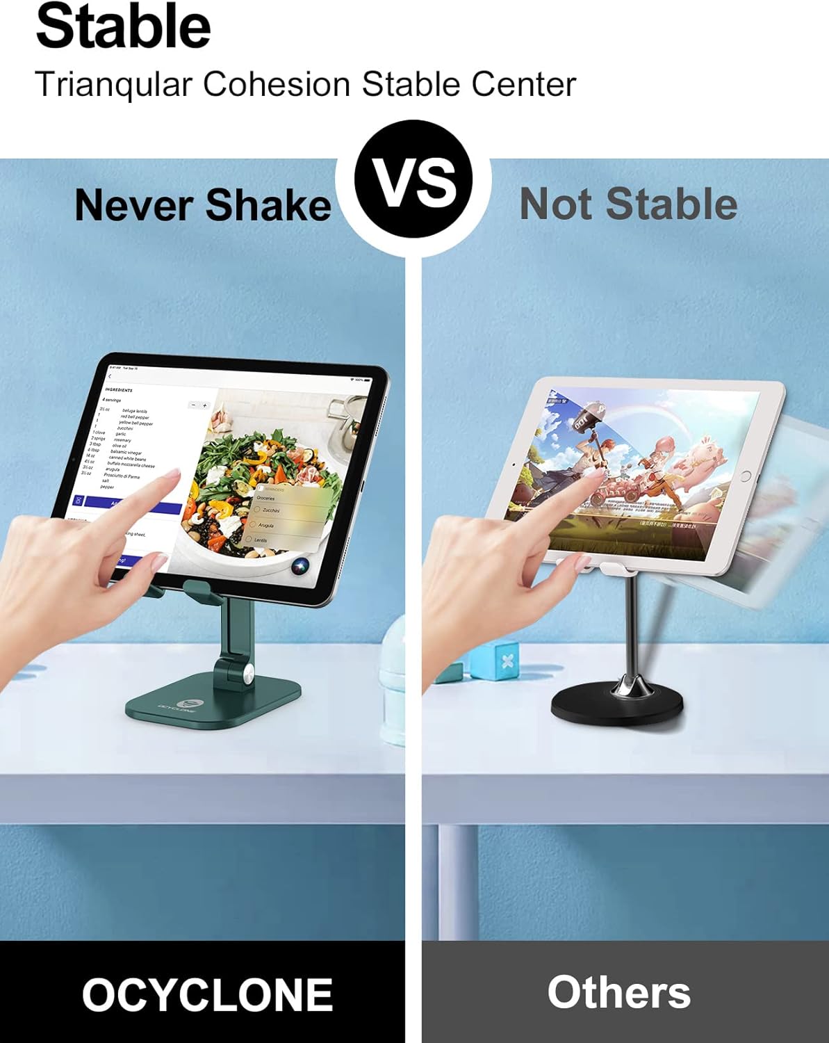 OCYCLONE Phone Stand, Adjustable Height and Angle Foldable Cell Phone Stand Holder for Desk, Taller iPhone Stand Compatible with 4.7"-13" Smartphones iPad Tablet, Green