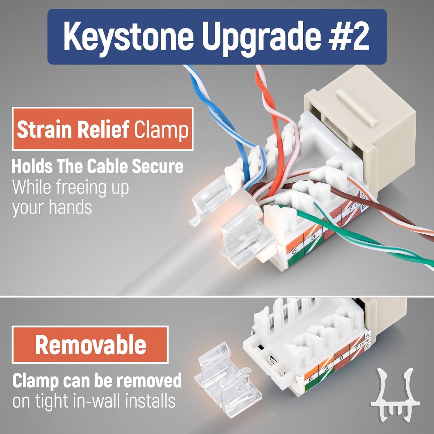 Everest Media Solutions 45° Angled CAT6A Keystone Jack in Ivory - Slim Profile, UTP RJ45 Female Ethernet Connector - Compatible with 45° Angled Speed Termination Tool - 45Term - 10-Pack