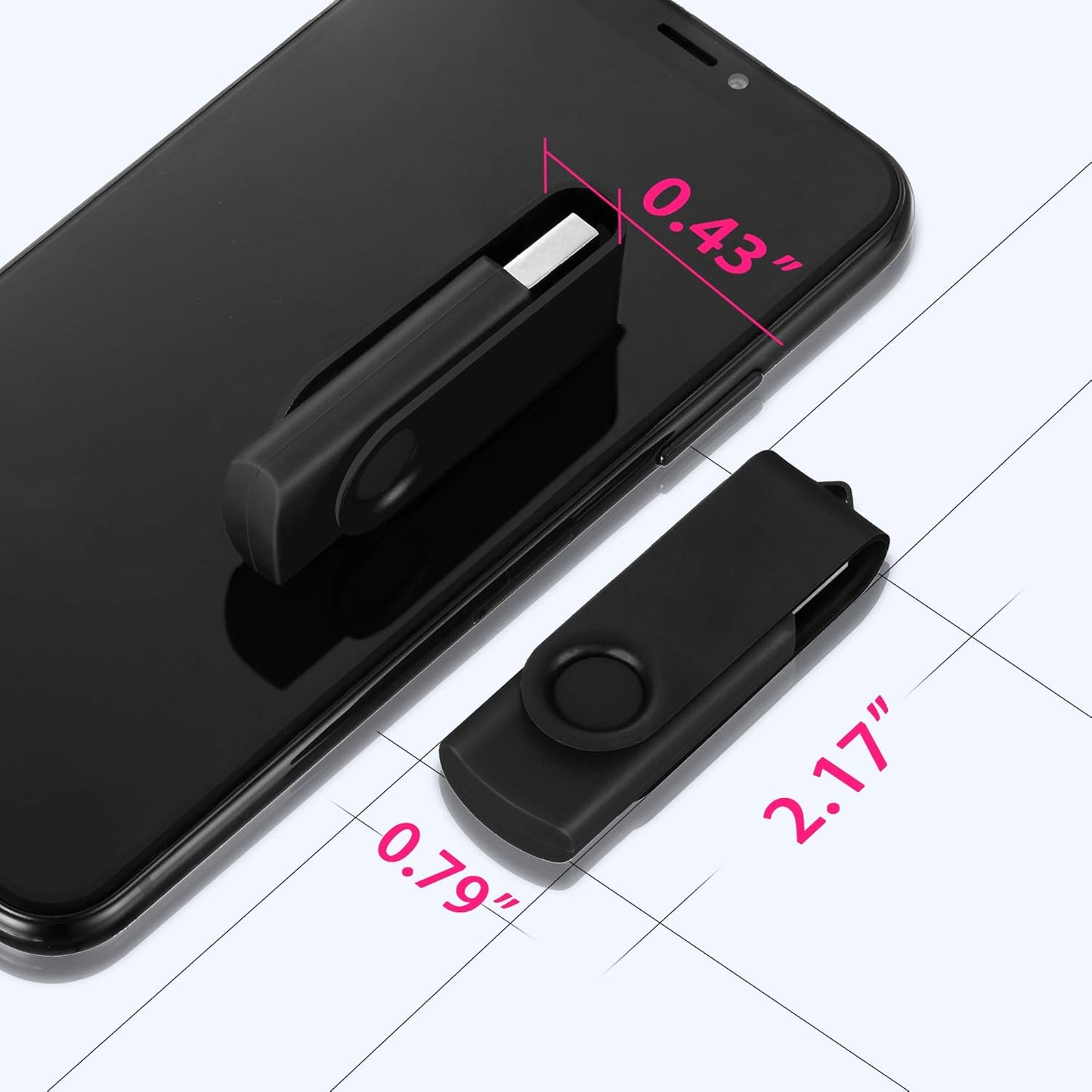 2 Pack 64GB USB 2.0 Flash Drive Memory Stick Thumb Drives Swivel Design(2 X 64GB: Black Silver)