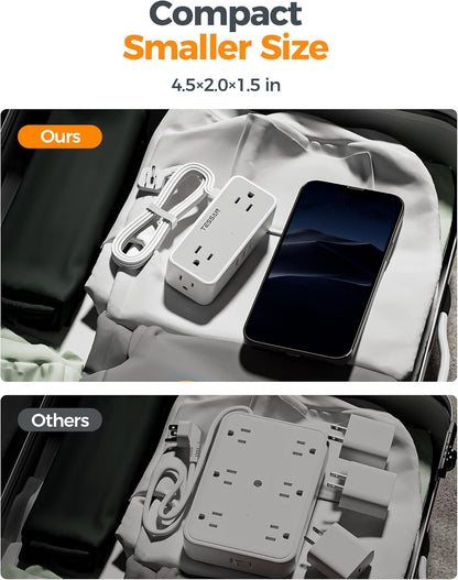 TESSAN Flat Plug Extension Cord 5 FT, Surge Protector Power Strip with 4 AC Outlets 1 USB C and 2 USB A Ports, 900 Joules Protection, Multiple Wall Outlet Extender Suitable for Home Office Dorm