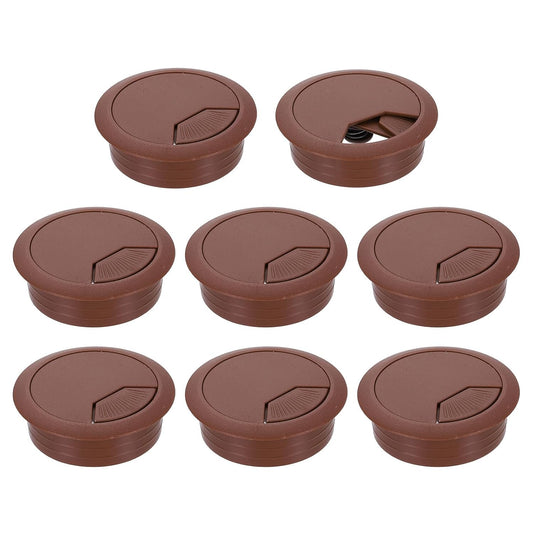 uxcell 8 Pcs 50mm (1.97 Inch) Desk Grommet, Plastic Cable Hole Cover, Wire Cord Cable Organizer for Home Office Computer Desk Cabinet, Brown