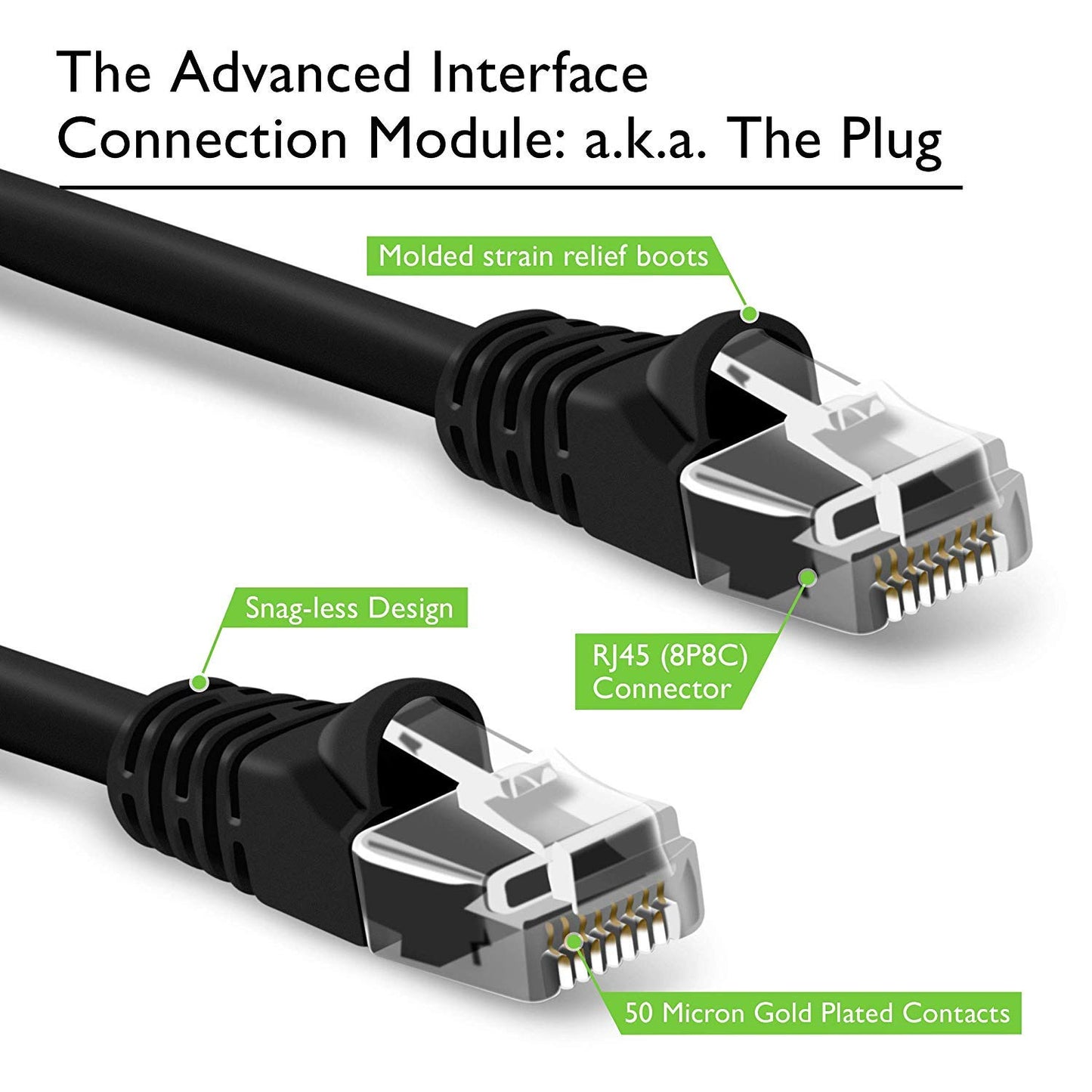 GearIT 50-Pack, Cat5e Ethernet Patch Cable 3 Feet - Snagless RJ45 Computer LAN Network Cord, Black - Compatible with 48 Port Switch POE Rackmount 48port Gigabit