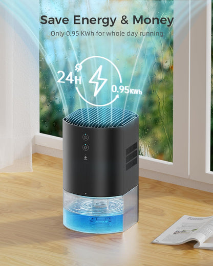 Small Dehumidifiers for Bathroom, Bedroom, Dorm Room, Home, RV, Closet, Wardrobe, Office, Portable Dehumidifier with Auto Shut Off, Auto Defrost, Colorful Light, Ultra Quiet, Energy Saving, 35 OZ