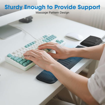 MEKASS Ergonomic Wrist Rest for Keyboard and Mouse, Soft Memory Foam Keyboard Wrist Rest Set with Non-Slip Silicone Base, Easy Typing, Pain Relief, Comfort for Office, Work, Gaming (Classic Black)