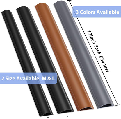 Cord Cover Floor 34in (2 x L17in), Large Capacity Floor Cable Cover, Hard PVC Cord Hider, Wire Cable Management Raceway, Grey, Cord Cavity - 1.8"(W) x 0.6"(H)