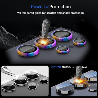 For Samsung Galaxy S25 Ultra Camera Lens Protector, Individual Lens Protector, Ultra HD 9H Tempered Glass Screen Protective Cover, Anti-scratch, Military Grade Drop Protection 2 Set. (Colorful, S25 Ultra)