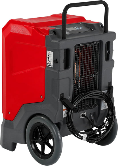 MOUNTO 310 Pints LGR Commercial Dehumidifier with Built-In Pump and Drain Hose – Portable, Heavy-Duty Dehumidifier with Wheels for Basements, Garages, Home, and Job Sites (Red)