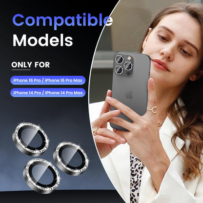Tensea Camera Lens Protector Compatible for iPhone 16 Pro Max/16 Pro/14 Pro Max/14 Pro, Metal Aluminum Alloy Tempered Glass Cover Camera Screen Protector Accessories, Case Friendly