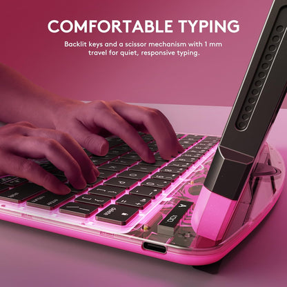 GUSGU Transparent Case with Wireless Keyboard for iPad 11th Gen 11-in.(A16, 2025), 2022 iPad 10th Gen 10.9-in, 7 Colors Backlight, Trackpad, 360°Rotating Stand, Tech Style