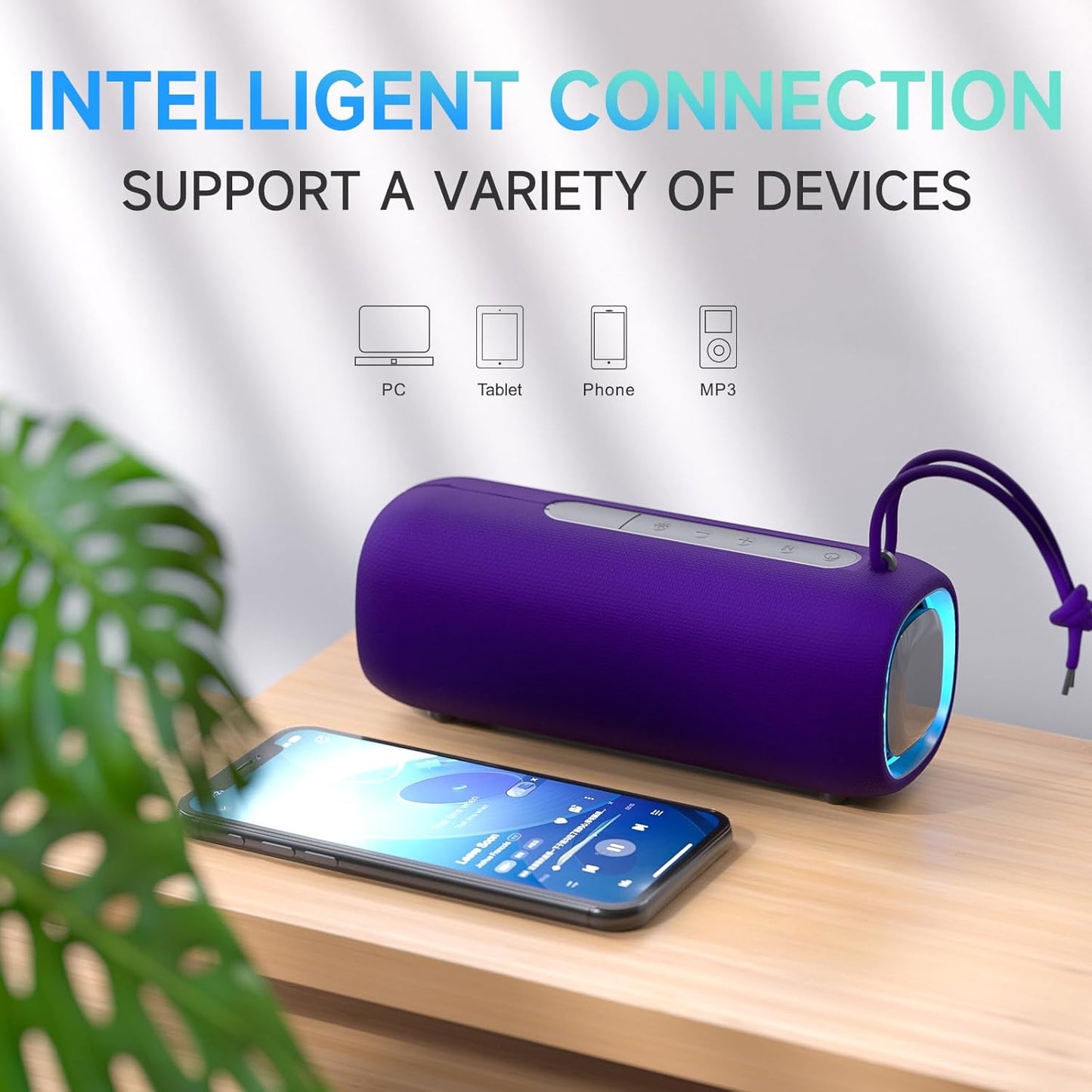 Portable Bluetooth Speaker, Wireless Bluetooth Speaker with Clear Loud Stereo Sound, IPX5 Waterproof Speakers with RGB Lights, BT5.3, Long Playtime, TWS Pairing for Home Outdoor Party Beach Travel