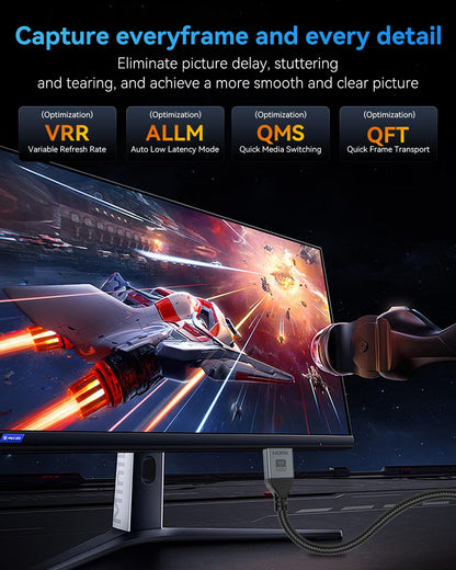 16K 8K HDMI Cable 96Gbps 10 FT, Ultra High Speed HDMI 2.2 Cable 16K@60Hz 8K@120Hz 4K@480Hz HDCP 2.2&2.3, Dynamic HDR, eARC,DTS:X, Compatible with Roku TV/HDTV/PS5/Blu-ray/Projector