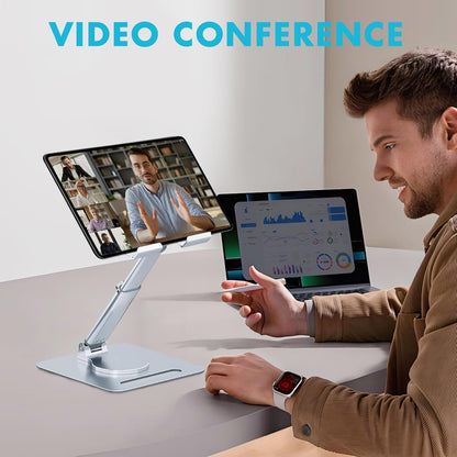 GuaziV 360° Adjustable Tablet Stand - Ergonomic Foldable Holder for iPad 10.2-12.9”, Kindle, Phones 4-13”, Anti-Slip Desktop Mount for Work, Cooking, Gaming & Reading