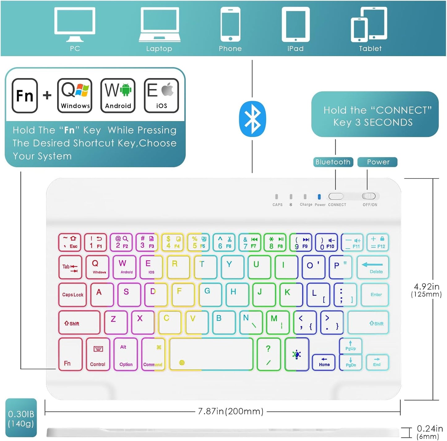 DETUOSI Backlit Keyboard Case for Samsung Galaxy Tab A7 Lite 8.7" 2021 (SM-T220/T227U) with S Pen Holder, 3 Viewing Angles Folio Leather Book Cover with Magnetic Closure + Wireless Keyboard Detachable