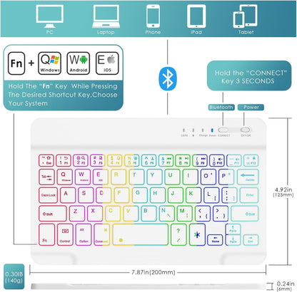 DETUOSI Backlit Keyboard Case for Samsung Galaxy Tab A7 Lite 8.7" 2021 (SM-T220/T227U) with S Pen Holder, 3 Viewing Angles Folio Leather Book Cover with Magnetic Closure + Wireless Keyboard Detachable