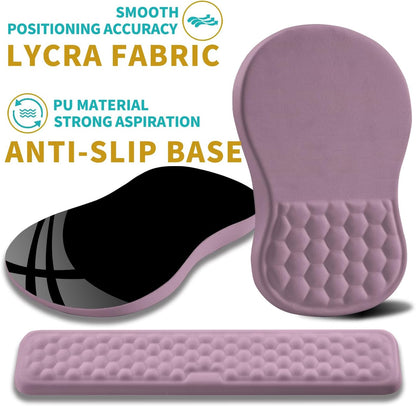 Hokafenle 2 in 1 Ergonomic Mouse Pad Wrist Support & Wrist Rest for Computer Keyboard Set, with Relieve Carpal Tunnel Pain Massage Bulge and Full Memory Gel Design (2In1 Set, Purple)
