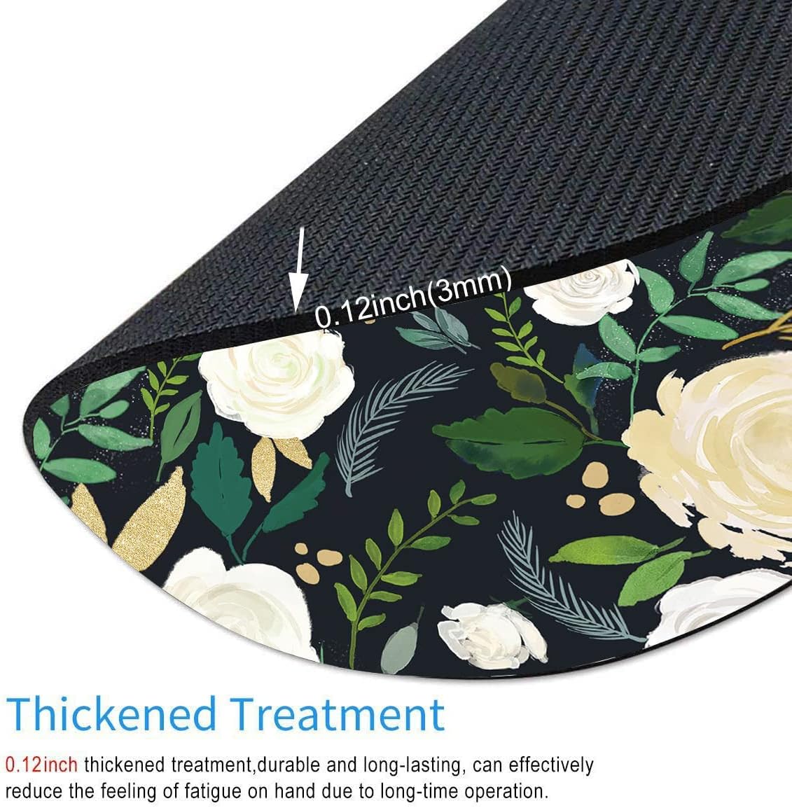 Round Mouse Pad, Floral Mouse Pad, Washable Mousepads with Lycra Cloth, Non-Slip Rubber Base Small Wireless Mouse Pads for Office Laptop, Flowers