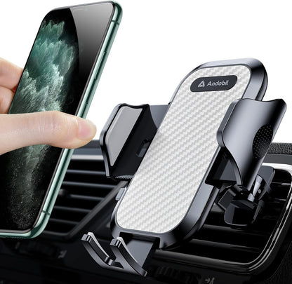 andobil Car Phone Mount - Military Sturdy, Firmly Grip & Never Slip, Ultra Stable, Easy Used, Compatible with iPhone 16 Pro Max, 16, 15, 14, 13, 12 Android Samsung S24 S23, Silver Car Vent Accessories