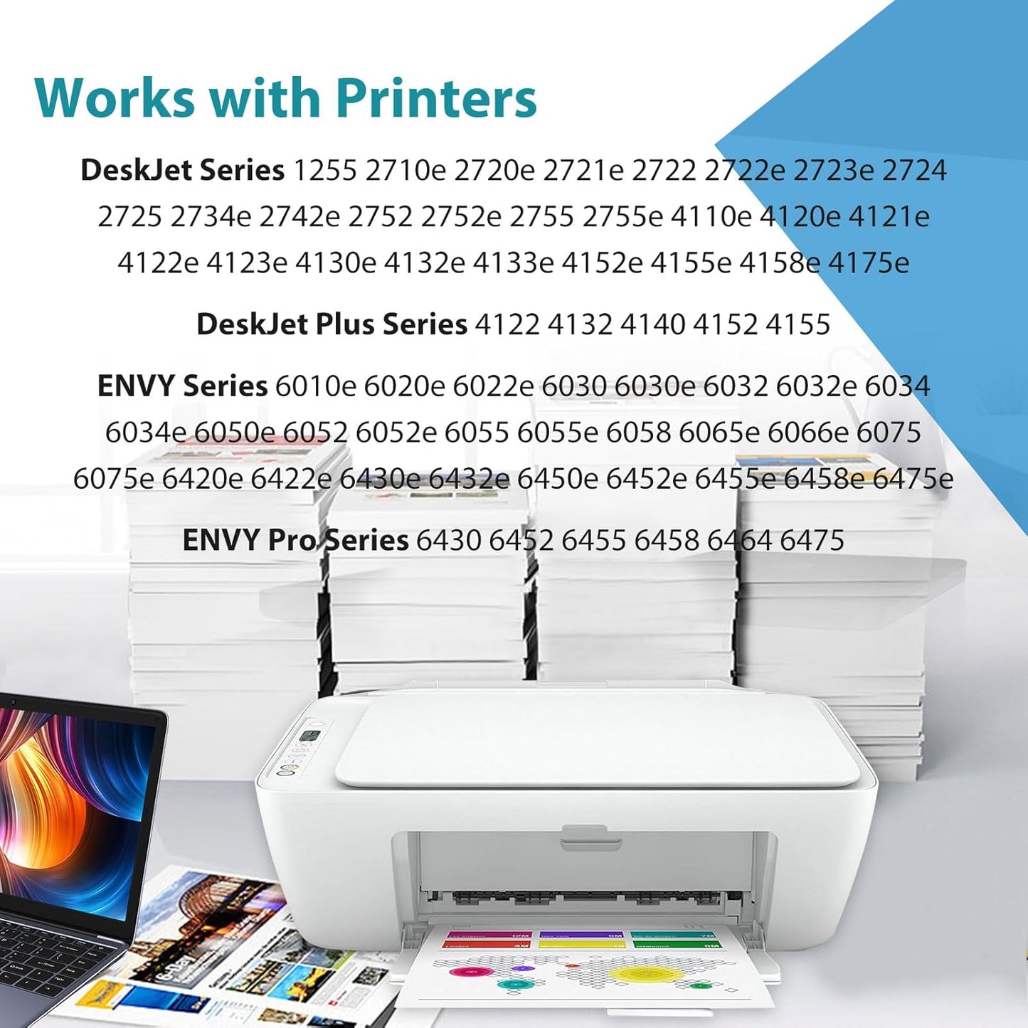 67XL Ink Cartridges for HP 67 XL Black Color Combo Replacement for HP67 HP67XL 2852e 2855e 4200 2827e 2734e 2700 4100 4155e 2755e 2700e 2752e 6400 4100e 6458 6455e 6458e 6065e 4152e 4158e 4152 6052e