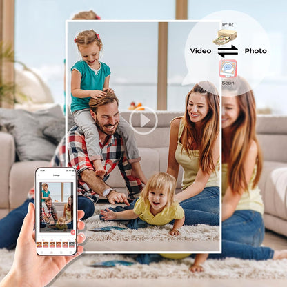 4x6 Photo Printer with 108 Sheets & 2 Ribbons - Dye Sublimation Wireless Portable Photo Printer for iPhone & Android Smartphones, Home & Travel Picture Printing, Ideal Gift, Beige