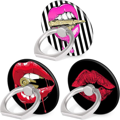 Bonoma Phone Ring Stand, 3 Pack Lips 360 Degree Rotation Finger Grip Stand Holder Compatible with Smartphones and Tablets