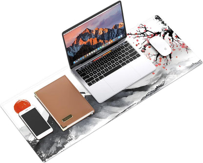 Galdas Gaming Mouse Mat Forest Background Pattern XXL XL Large Mouse Mat Long Extended Mouse Pad Desk Mat Non-Slip Rubber Mice Pads Stitched Edges Thin Pad (Ink and Wash)