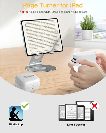 ADZERD Remote Control for TikTok, Page Turner for iPhone/iPad, Bluetooth Camera Video Recording Remote, Scrolling Ring for TIK Tok, Compatible with iOS/Android Phones & Tablets - White