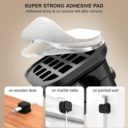 12 Pack Magnetic Cable Clip Organizer Cord Holder, Picozon Adhesive Cable Management, Wire Phone USB Charger Cable Holder Keeper Organizer for Car, Office Home Desktop, Wall, Night Table - Black