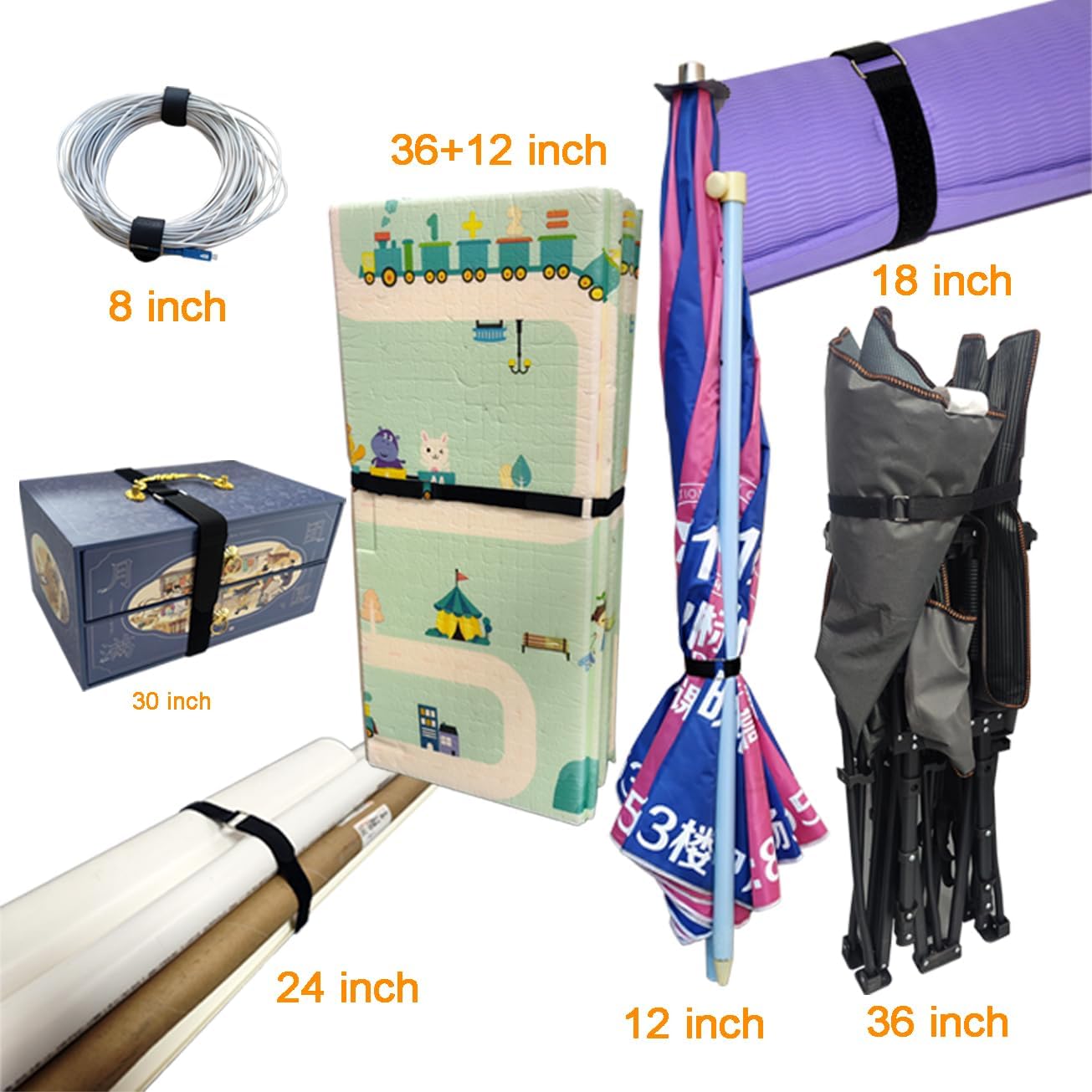 36 inch Cable Strap with Buckle - 16 PACK Hook and Loop Fastening Straps - Adjustable Nylon Extend Securing Strap