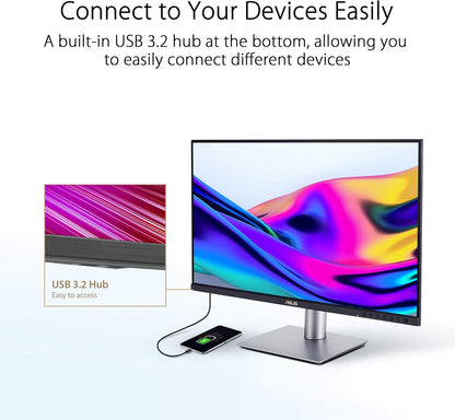 ASUS ProArt Display 24” (23.8 inch viewable) 1440P Professional Monitor (PA24ACRV) – IPS, QHD (2560 x 1440),Pre-Calibrated, 95% DCI-P3, ΔE < 2, Calman Verified, USB-C PD 96W, HDR400, 3 yr Warranty