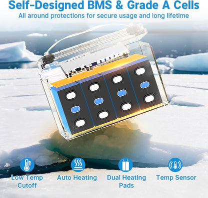 Redodo 12V 100Ah LiFePO4 Battery with Self Heating, Low Temperature Protection Group 31 Lithium Battery, Built in 100A BMS, 4000+ Deep Cycles, Perfect for RVs, Off-Grid in Cold Areas 2 Packs