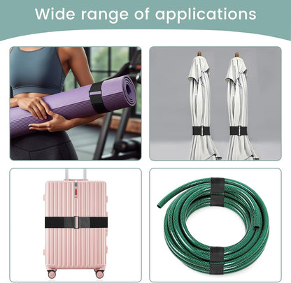 1.5In x 32Ft Cable Straps Heavy Duty With 40 Buckles, Black Hook and Loop Straps, Reusable Cable Ties for Organizer or Storage