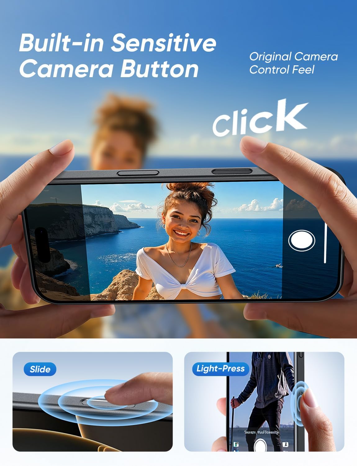 MAGIC JOHN 360° Rotatable Magnetic Invisible Stand for iPhone 16 Pro Case [Camera Control Button] [Compatible with MagSafe] 16FT Shockproof for iPhone 16 Pro Case with Kickstand, Black