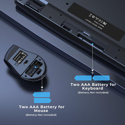 Ergonomic Keyboard and Mouse Combo - Full Size Keyboard Cordless with Palm Wrist Rest Ergonomic Mouse Wireless for Windows Computers Laptops - Black (Upgrade)