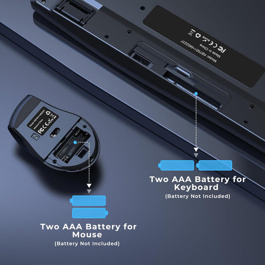 Ergonomic Keyboard and Mouse Combo - Full Size Keyboard Cordless with Palm Wrist Rest Ergonomic Mouse Wireless for Windows Computers Laptops - Black (Upgrade)