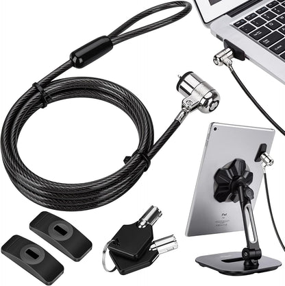 AboveTEK Laptop Lock, Tablet Lock Security Cable, 2 Keys Sturdy Steel iPad Locking Kit w/Adhesive Anchors, Anti Theft Hardware Protection for iPhone Mobile Notebook Computer Monitor MacBook Laptop