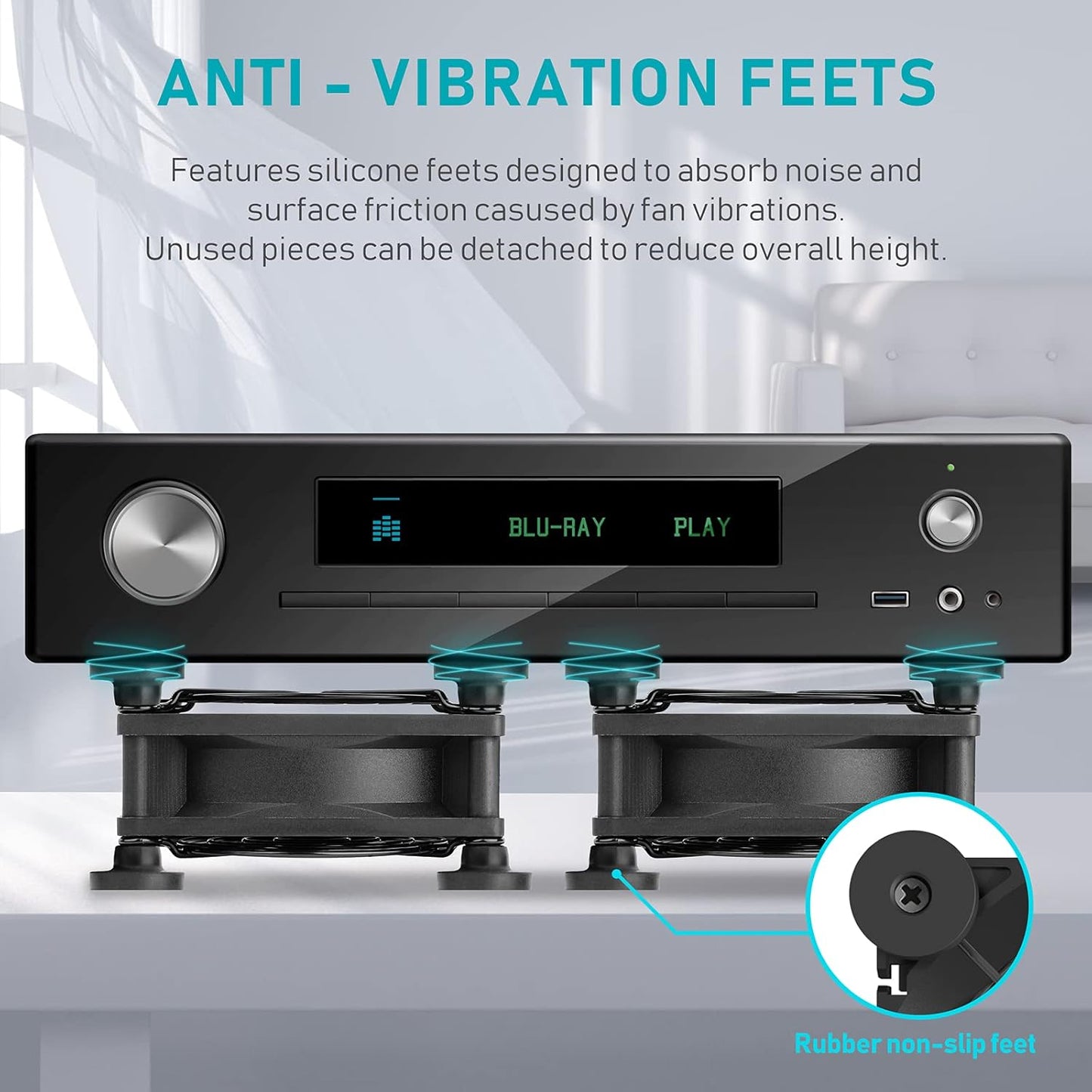 ANEXT, USB Fan, USB Computer Fan, Silent Fans for Receiver DVR PlayStation Xbox Computer, (80mm, Black Dual Packs)