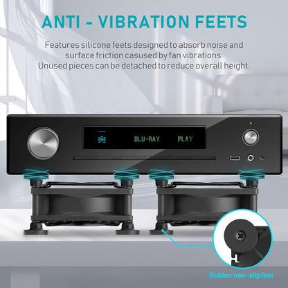 ANEXT, USB Fan, USB Computer Fan, Silent Fans for Receiver DVR PlayStation Xbox Computer, (80mm, Black Dual Packs)