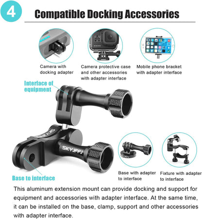 Aluminum Ball gopro Handlebar Mount, 360 Rotation and Lock Any Direction, Shock-Resistant, Compatible with Gopro Hero 8 9 10 11 12, Max, DJI OSMO Action Camera