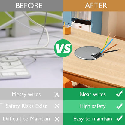 1 Pcs Desk Grommet 1-3/8" / 35 mm, Desk Cord Hole Cover, Cable Grommet Metal Zinc Alloy Materilal, Desk Hole Grommet for Home & Office Pc, Detachable Cable Cord Organizer-Brushed Silver