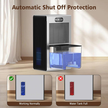 NineSky Dehumidifiers for Home, 95 OZ Water Tank, (1000 sq.ft) Dehumidifiers for Bathroom Bedroom Basement with Auto Shut Off,7 Colors LED Light(Silver)