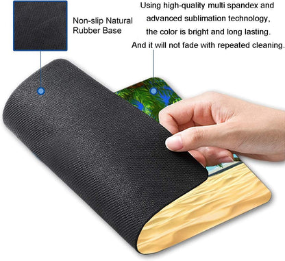 Beach Mouse Pad, Mouse Mat Square Waterproof Mouse Pad Non-Slip Rubber Base MousePads for Office Home Laptop, Beach and Coconut Trees Design