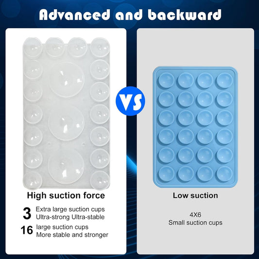 2024 Upgrade 2PCS Silicone Suction Cup Phone Case Adhesive Mount,Adhesive Grip, Sticky Suction Cup Phone Holder & Suction Phone case Holder TikTok & Selfies (Transparent, 3+16 Single Sided)