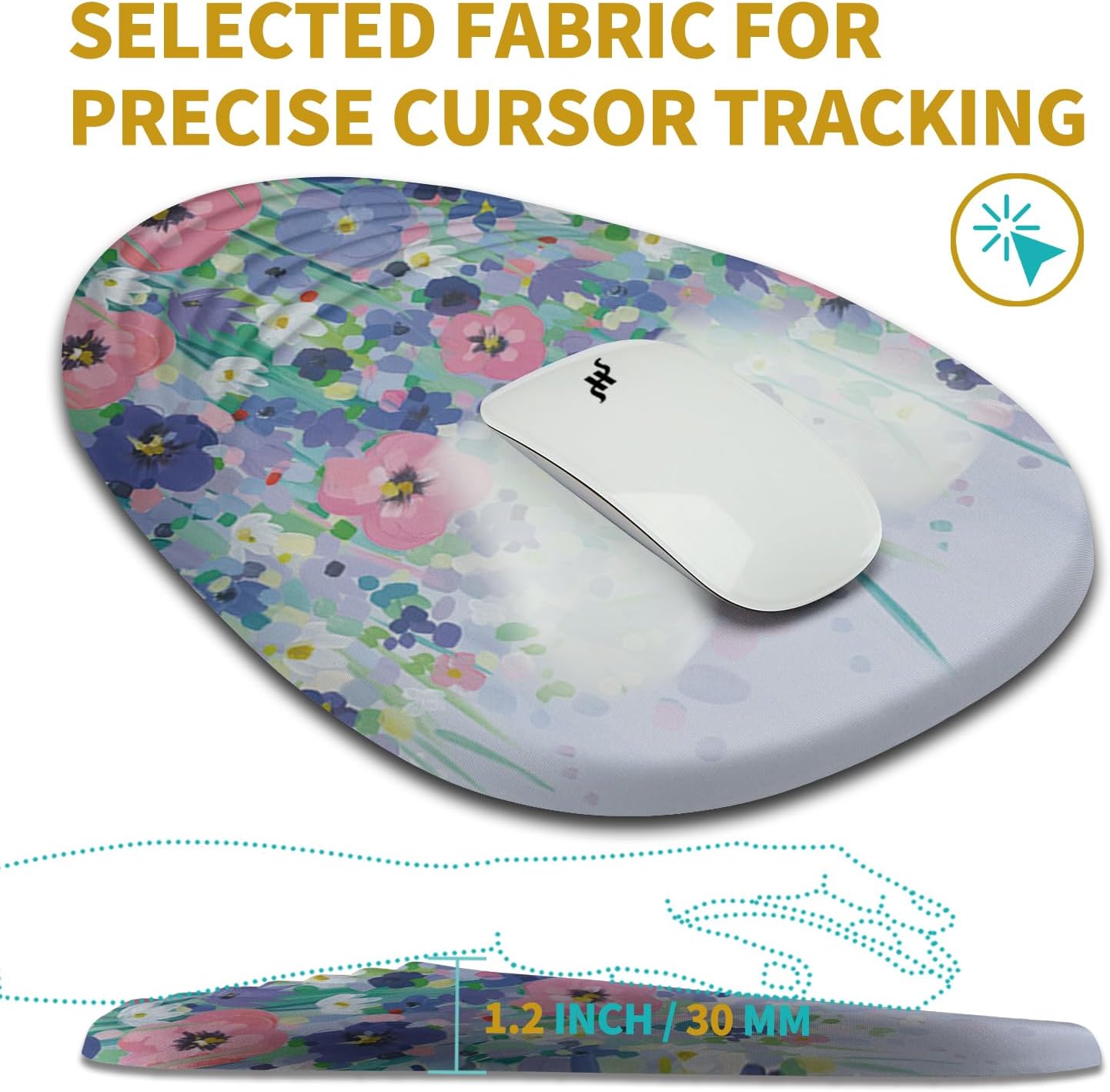 Hokafenle Ergonomic Mouse Pad Wrist Support with Stepped-Wedge Design, Wrist Rest Pain Relief Mousepad Filled with Memory Foam, Carpal Tunnel Mousepad for Wireless Mouse(12x8 inch, Painting Flowers)