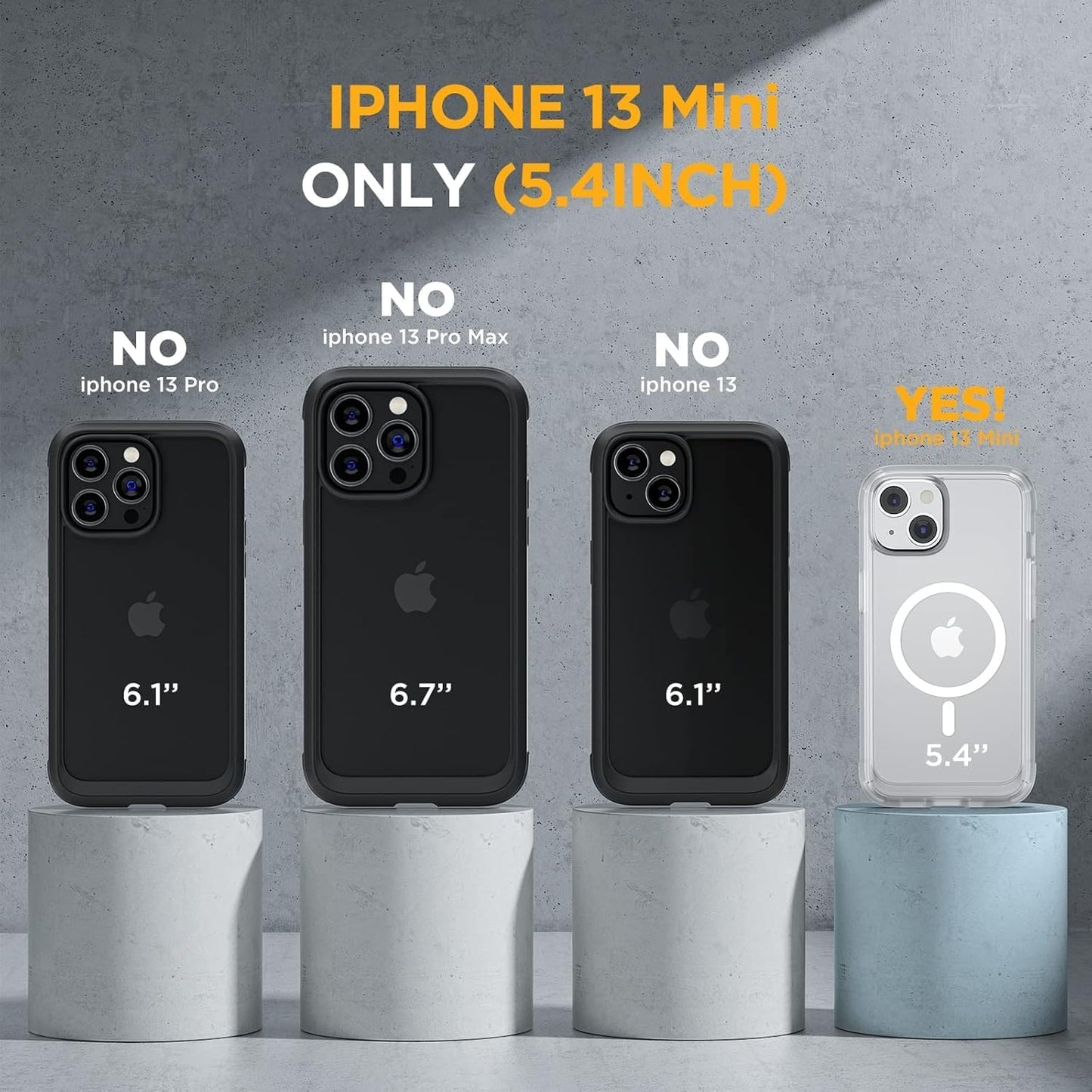 Miracase Magnetic Case for iPhone 13 Mini 5.4 Inch,with MagSafe,Built in Screen Protector,Full Body Protection(Matte Clear)